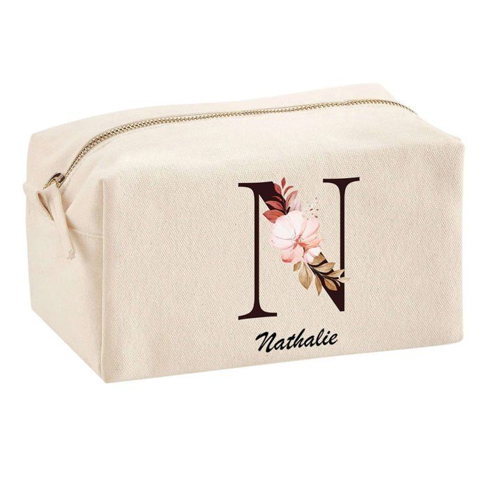 Trousse multifonction Nathalie Lettre Fleur Cadeau Anniversaire Noël Idée Personnalisé Rentrée | Trousse Scolaire Fournitures Bureau