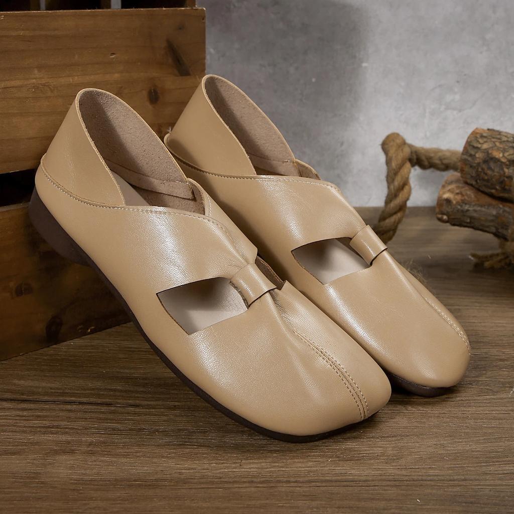 Бренд Женские Балетки 2025 Весна Новые Квадратный Носок Мягкая Кожа Женская Повседневная Обувь Большой Размер Слипоны Комфорт Женские Туфли для Платья 3569