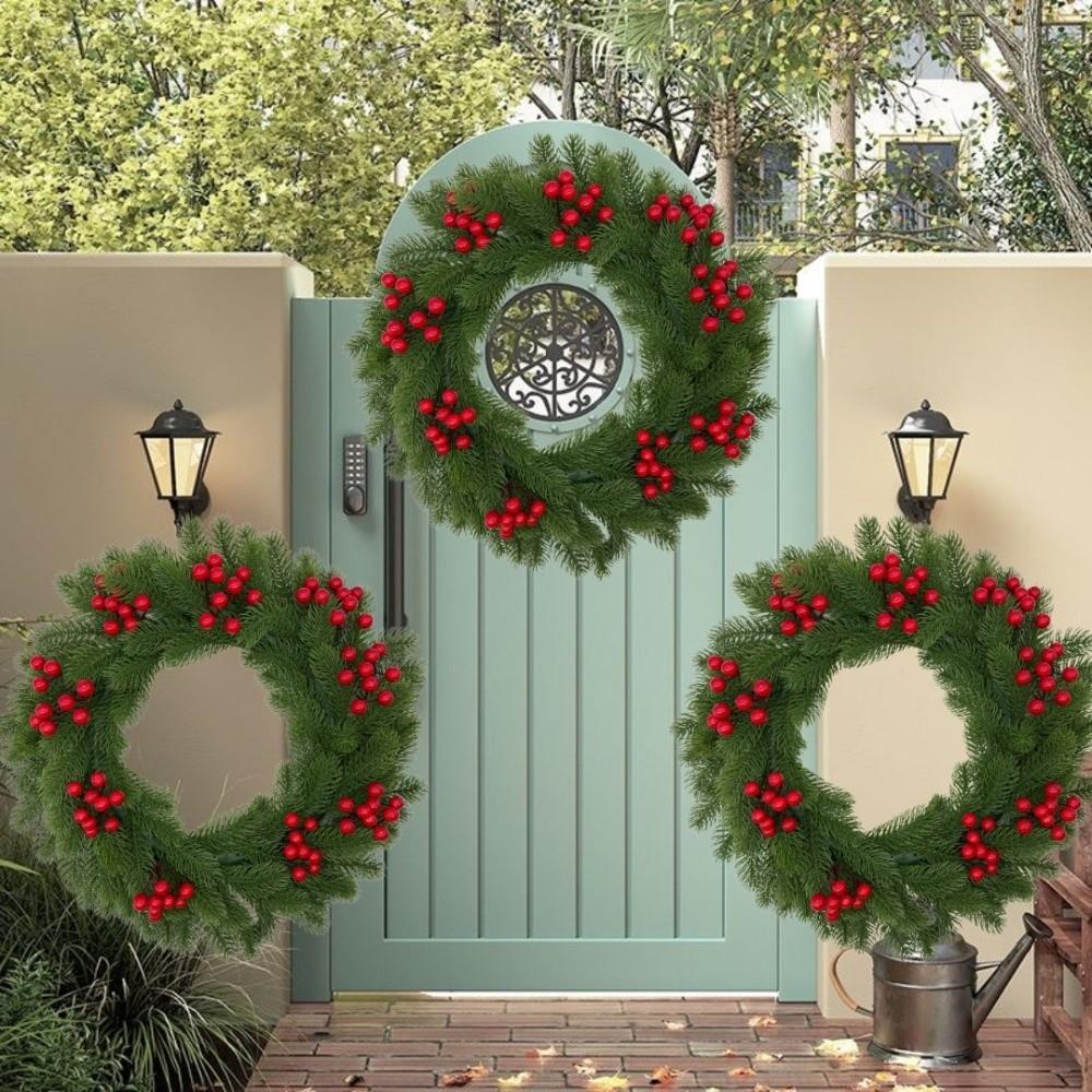 Red Berries Artificial Christmas Wreath Door Hanging Christmas Wreath Indoor Decoration