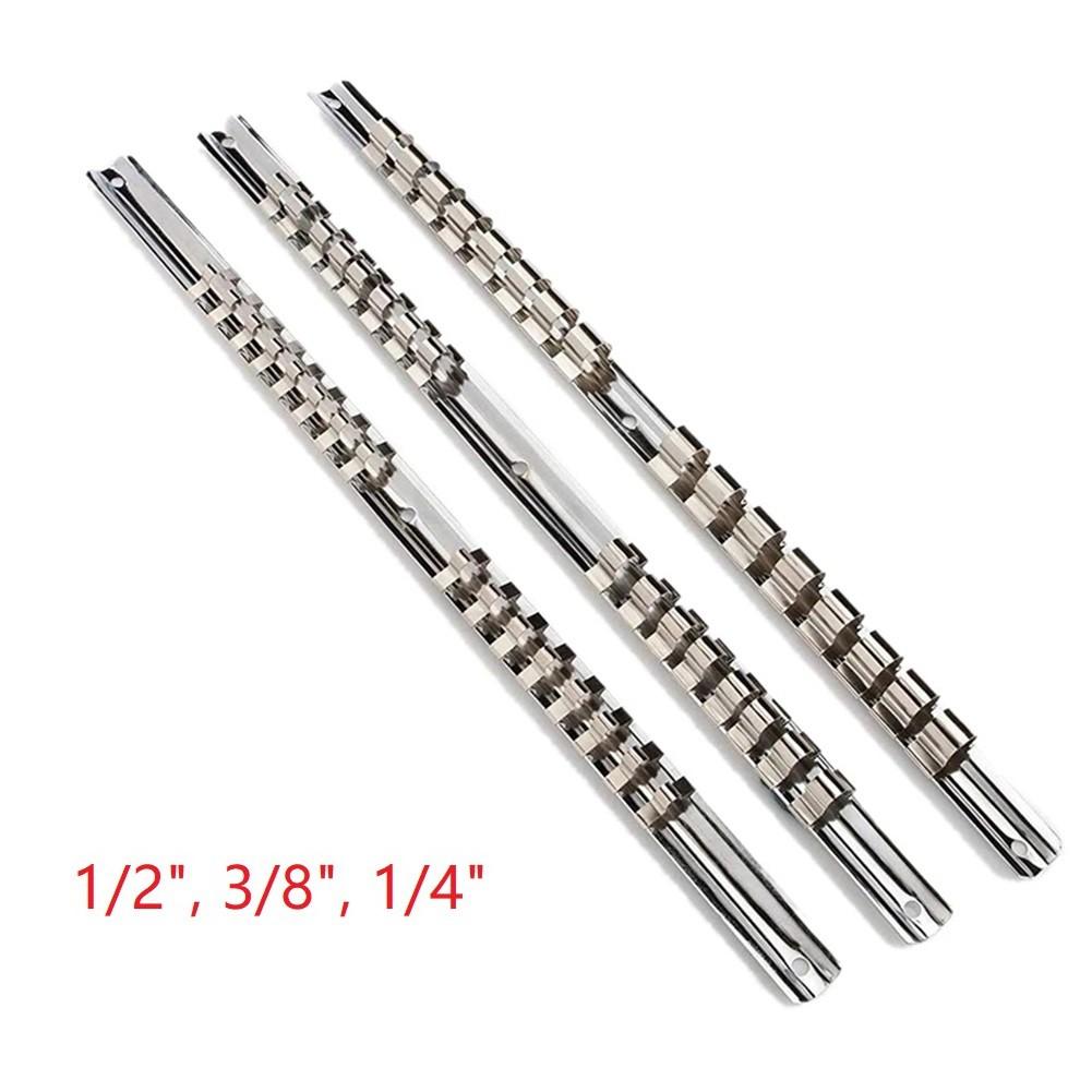 Держатель для розеток 1/4 3/8 1/2 дюйма с 16 зажимами на направляющей, монтируемая на скользящую подставку для инструментов, органайзер для хранения инструментов