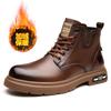 Высококачественные мужские ботинки из натуральной кожи, осенне-зимние высокие ботинки коричневого цвета, деловые, повседневные, британского стиля, на толстой подошве, ботильоны