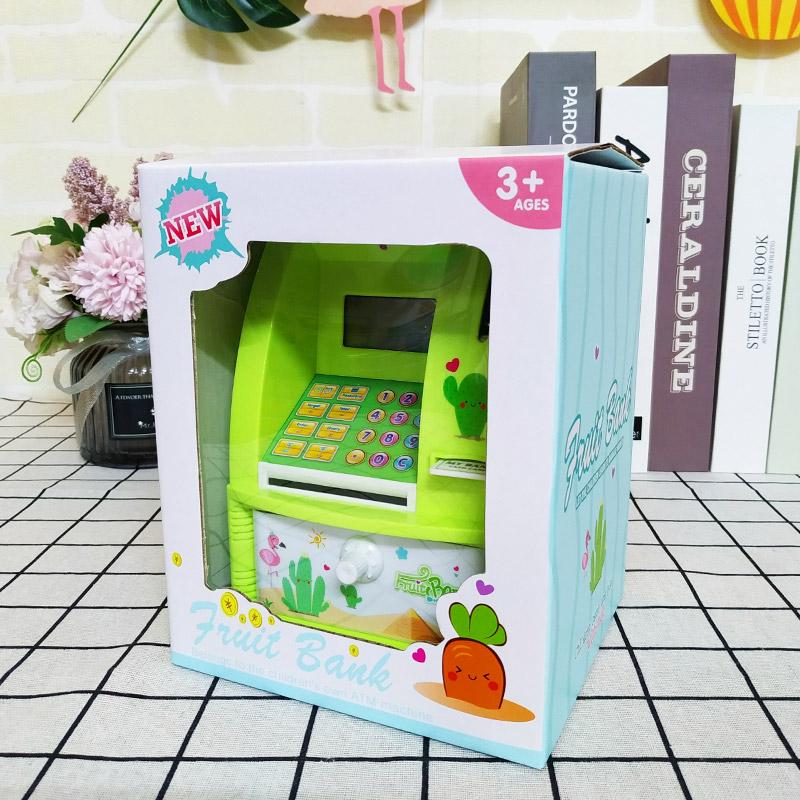 Electronic Piggy Bank Toy for Kids ATM Inspired Money Safe Box Made of Plastic Rectangular Shape for Saving Money BankCoins