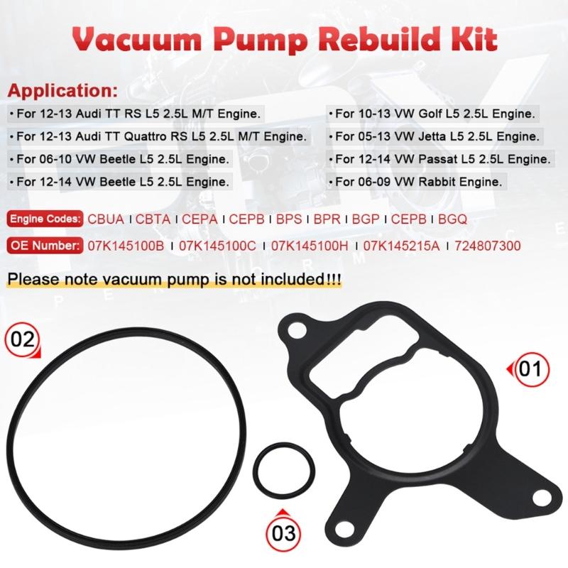 Vacuum Pump Rebuild Seal Kit Gasket Fit for L5 2.5L Replace 07K145100C Auto Engine Repair Accessories