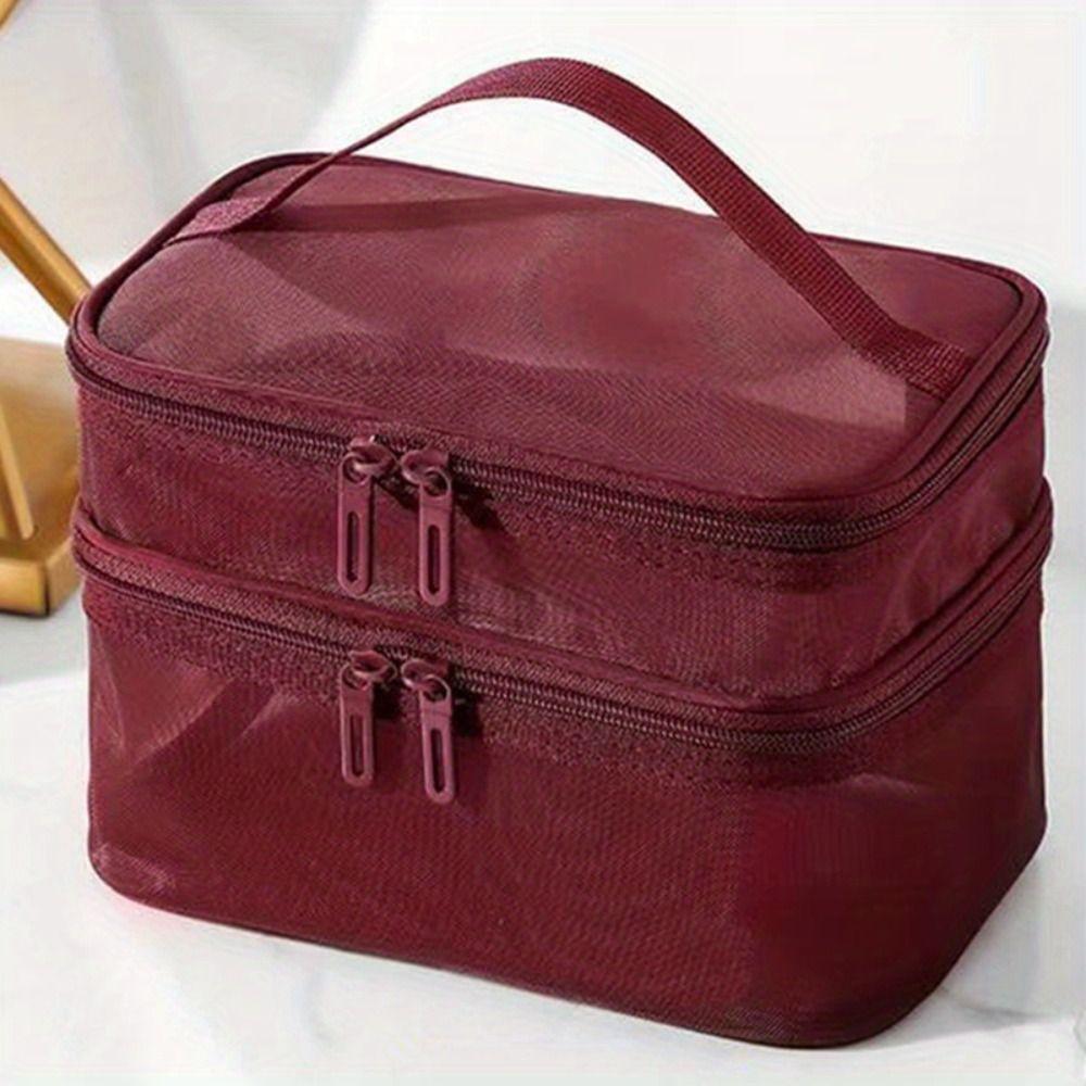 1/2/3 Layers Mesh Cosmetic Bags Zipper Perspective Makeup Bag Casual Cosmetic Storage Bag Women