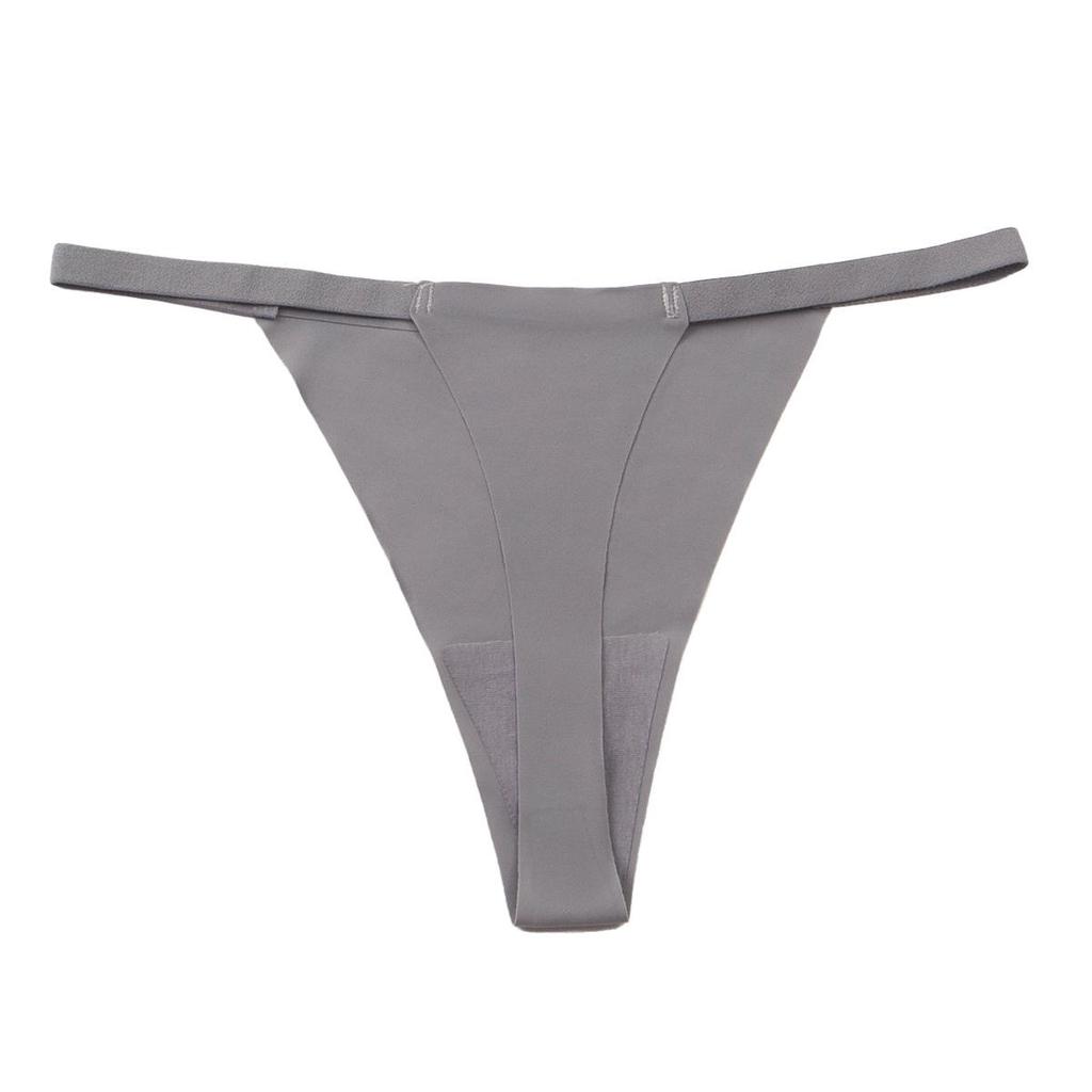 Women's Seamless Ice Silk Thong - Solid Color, Thin Strap, Low Waist, Plus Size
