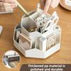 Rotatable Pen Holder 9-Grid Large Capacity Desktop Organizer Multifunctional Stationery Cosmetics Storage Box for School Office