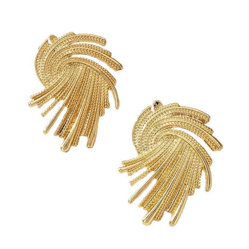 Unique Metal Twist Geometric Big Stud Earrings for Women New Fashion Romantic Gold Color Earrings Jewelry Valentine's Day Gifts
