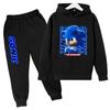 Autumn Winter Sonic the Hedgehog Character Printed Hoodies Sweatpants Sets Casual Warm Sports Long Sleeved Pants Children's Boy Clothing Sets