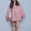 Large Thick Thread Twist Sweater Women's Thickened Medium and Long Autumn and Winter Loose Lazy Wind Knitted Jacket Top