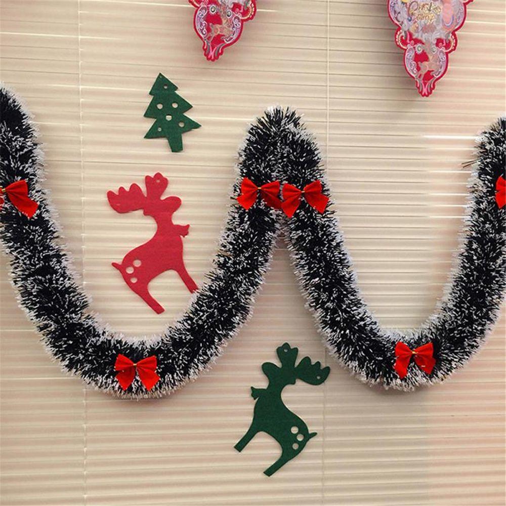 Bar Tops String Happy New Year Xmas With Bowknot Dark Green Ribbon Ribbon Garland Snowflake Strips