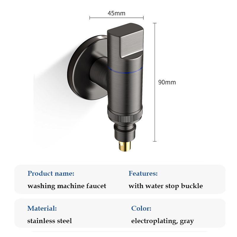Automatic Water Stop Washing Machine Tap 12" Thread Anti-Leak Quick Connect Faucet For Home Laundry Room