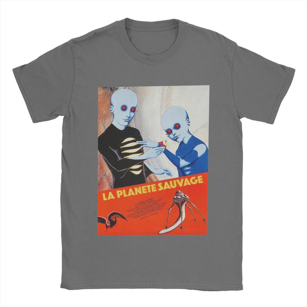 Фантастическая планета Дикая планета Мужская футболка Винтажная футболка Футболка с коротким рукавом и круглым вырезом Хлопок Одежда больших размеров