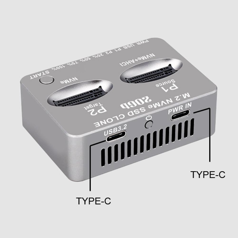 Двухслотовая док-станция M.2 NVME SSD Clone USB3.2 Type C для NVME-накопителей M.2 M.3 NVME PCI-E, внешний корпус для жесткого диска M2 SSD M-Key SSD