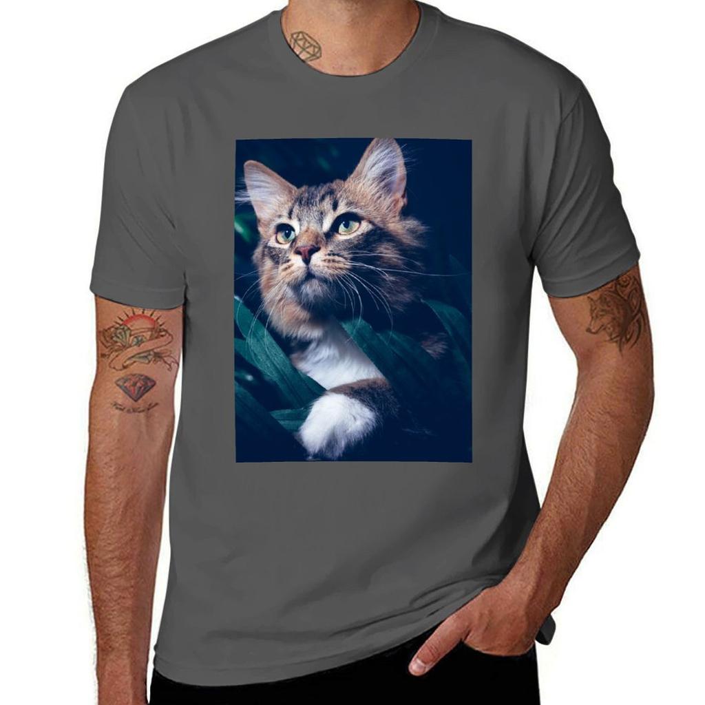 Jungle Warrior Cat deep thoughts TShirt Basic All Season Solid TShirt