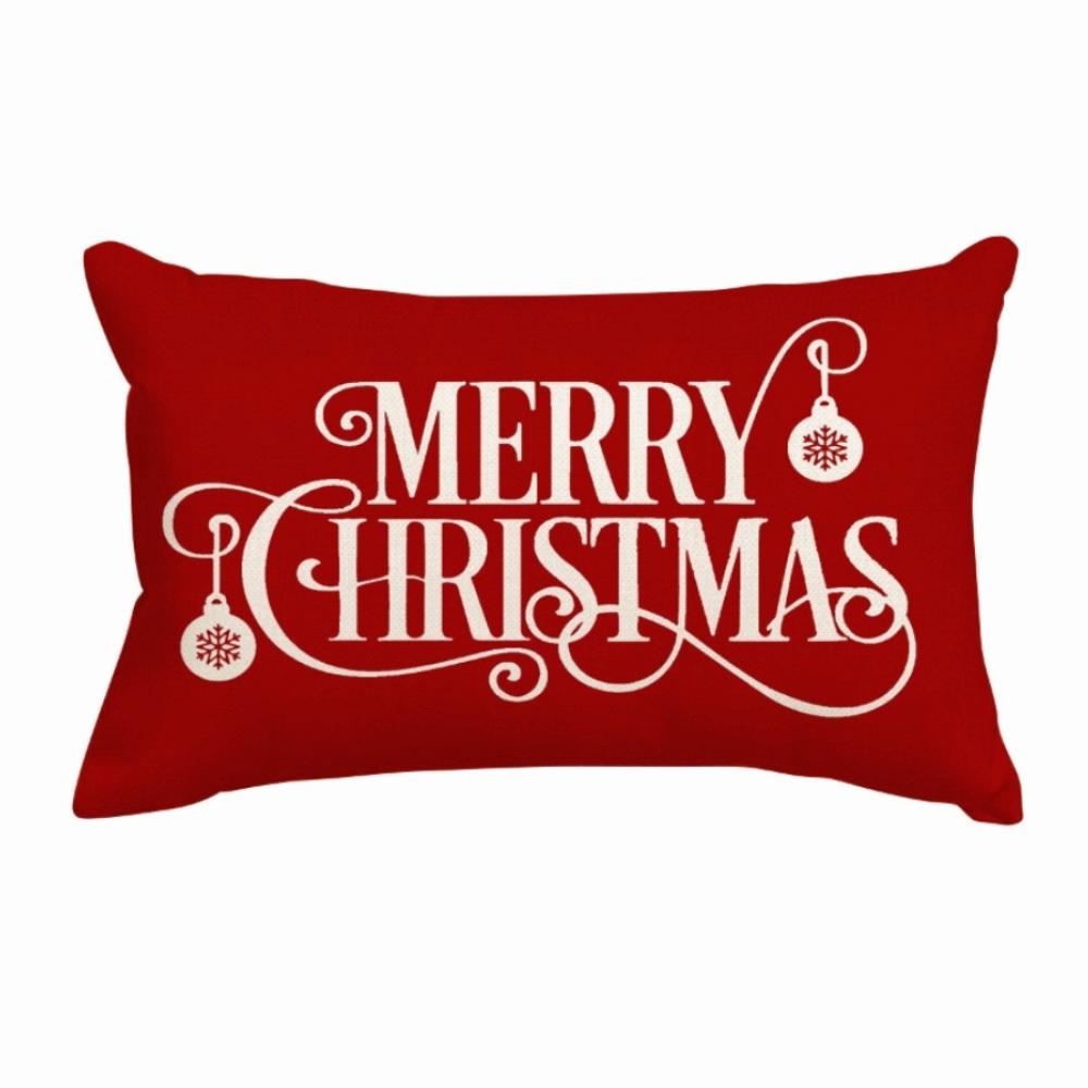 Rectangle Christmas Pillow Cover Linen Cloth Decorative Pillow Cover Christmas Decor