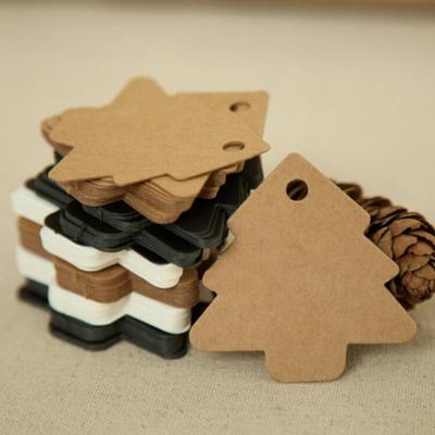 100 шт. 5,5*5,4 см крафт DIY бирка для подвешивания в форме рождественской елки рождественская вечеринка декор бумажные карточки подарочная бирка
