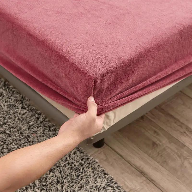 Winter Plush Elastic Fitted Sheet Double Bed Sheet Soft Warm Velvet Bedspread Mattress Cover Bed Linen Protector 90 150 160 180