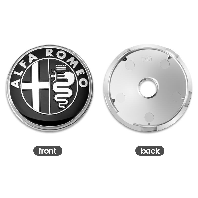 PRTZU1 60mm Car Wheel Hub Caps Auto Emblem Tire Center Cover Badge Decor For Alfa Romeo Sportiva 147 156 166 159 Giulietta Giulia GT