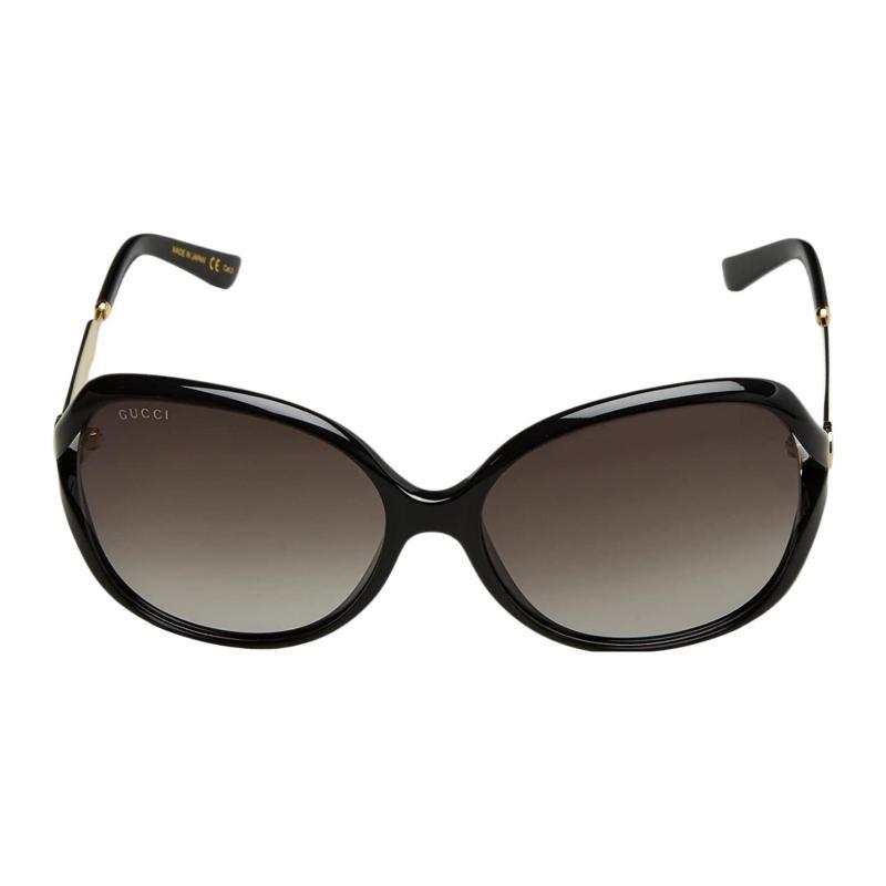 Gucci Trendy Minimalist Rectangular Plate Sunglasses Unisex Couple Black Style