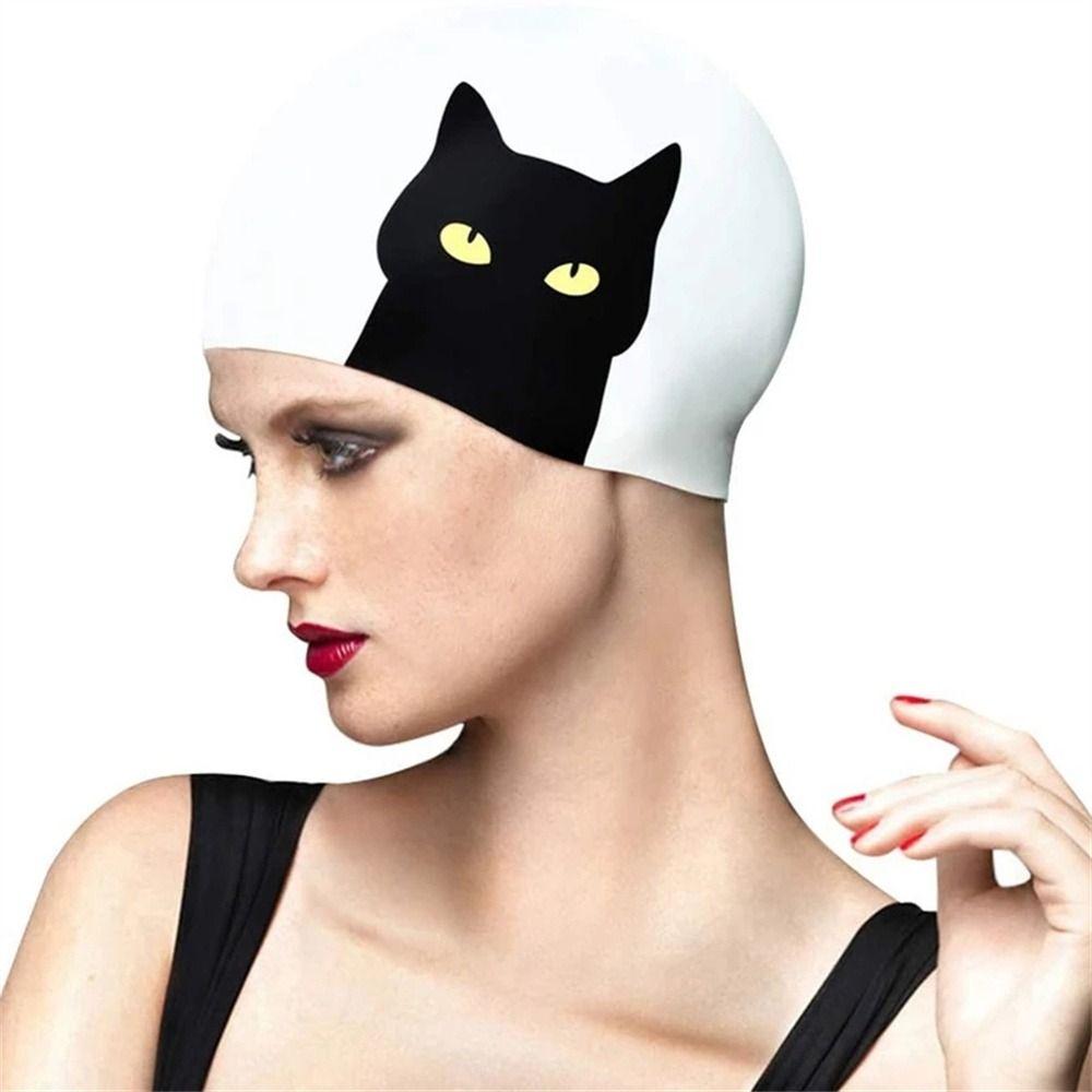 Hair Thickened Ears Protect Cartoon Cat Elastic Swim Pool Cap Swimming Cap Swimming Hat Diving Hat