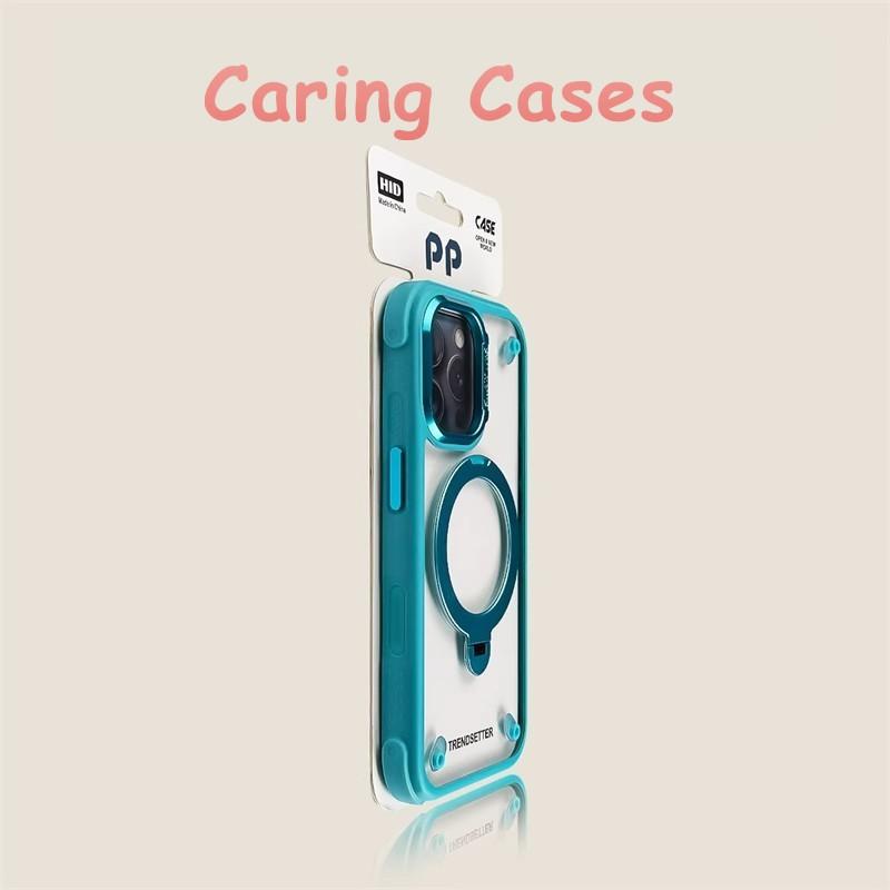 For iPhone 17 Pro Max Case Lake Blue Magnetic Stand Shockproof Transparent Acrylic Compatible with iPhone 16 15 14