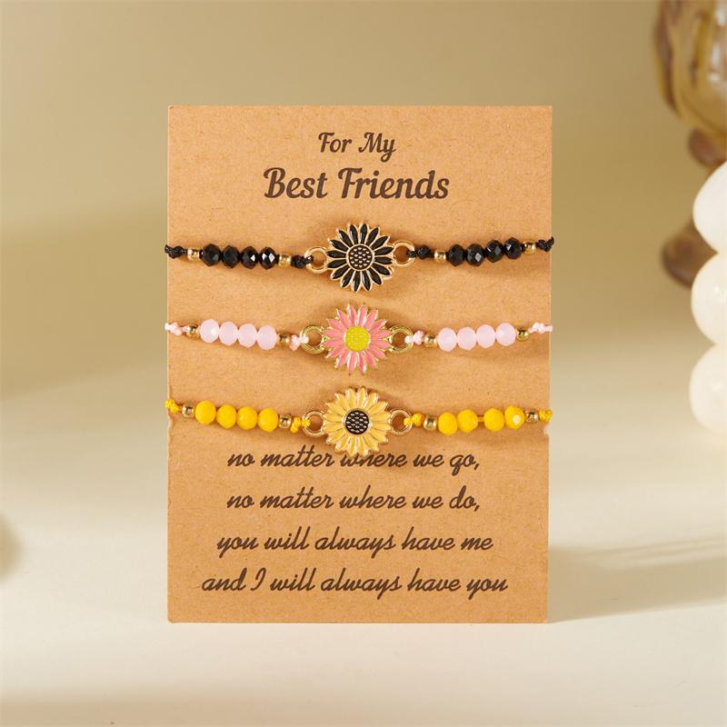 Vintage Sunflower Couple Bracelet For Women And Men Hand Woven Chain Daisies Charm Lucky Friendship Fashion Jewelry
