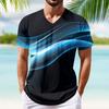 Summer Men's Popular T-shirt Printed V-neck Short Sleeved T-shirts