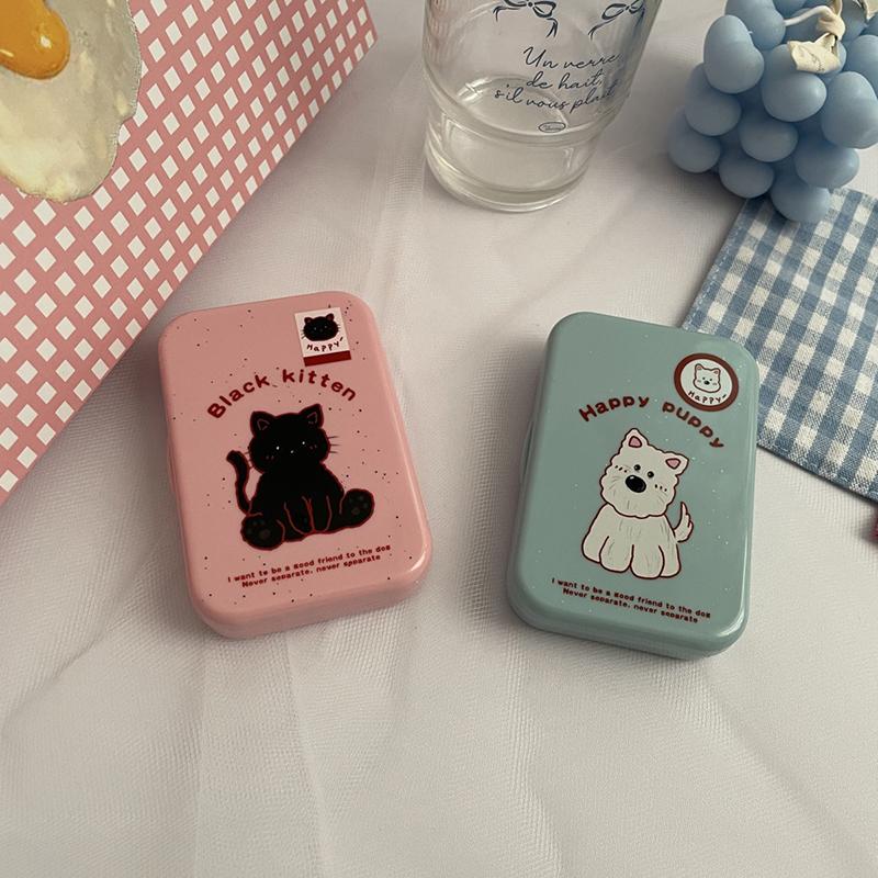 Черный котенок белый собака контактные линзы коробка комплект портативный футляр для контактных линз с пинцетом присоска набор для дорожного набора держатель подарок