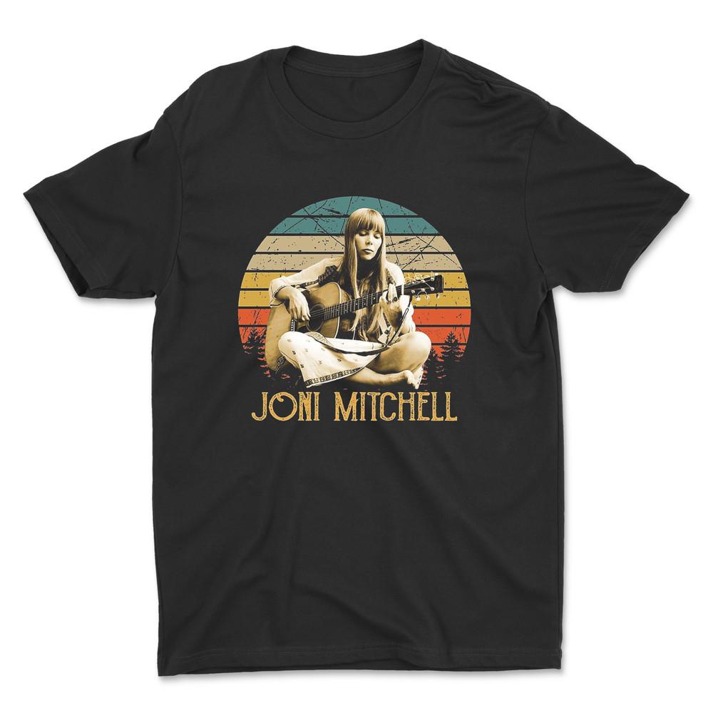 Футболка Joni Mitchell Guitar Men Черная Хлопковая Футболка Все Размеры 1F520 Унисекс Футболка