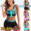 2023 New Female Summer Striped Print Bikini Sets Swimsuit Women Sexy Bathing Suit Two Piece Set Swimwear Loose Beach Tankni