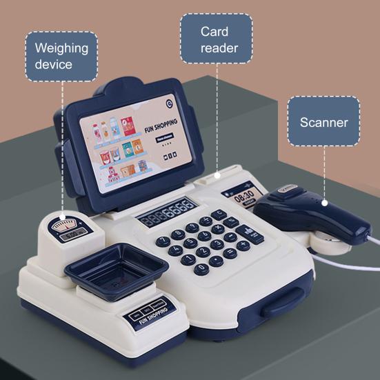 Игрушки кассовый аппарат со сканером, калькулятором, обучающий набор игрушек кассового аппарата, портативные ролевые игры, игрушки для покупок для детей, интерактивное обучение