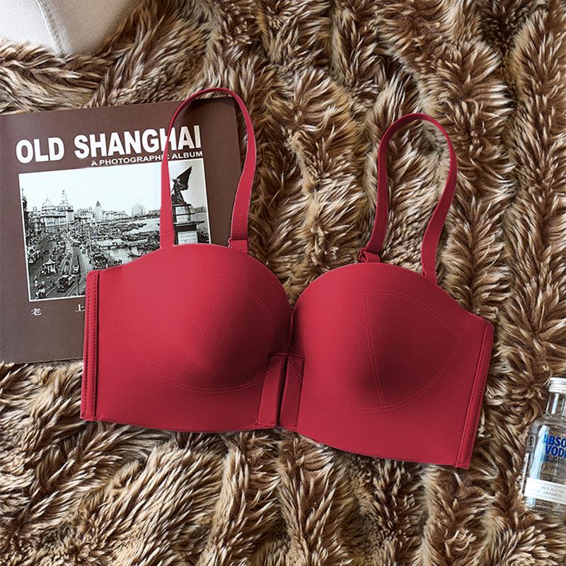 FallSweet Push Up Strapless Bra Women Front Closure Bras Sexy Underwear Wireless Brassiere Add Cup Bra Ladies Lingerie
