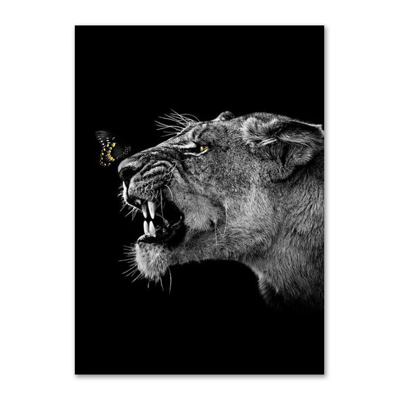 Черно-белый лев, семейный плакат с принтом, отец, мать, дети, холст, настенное искусство, домашняя живопись, картины, украшение для спальни, эстетическое искусство