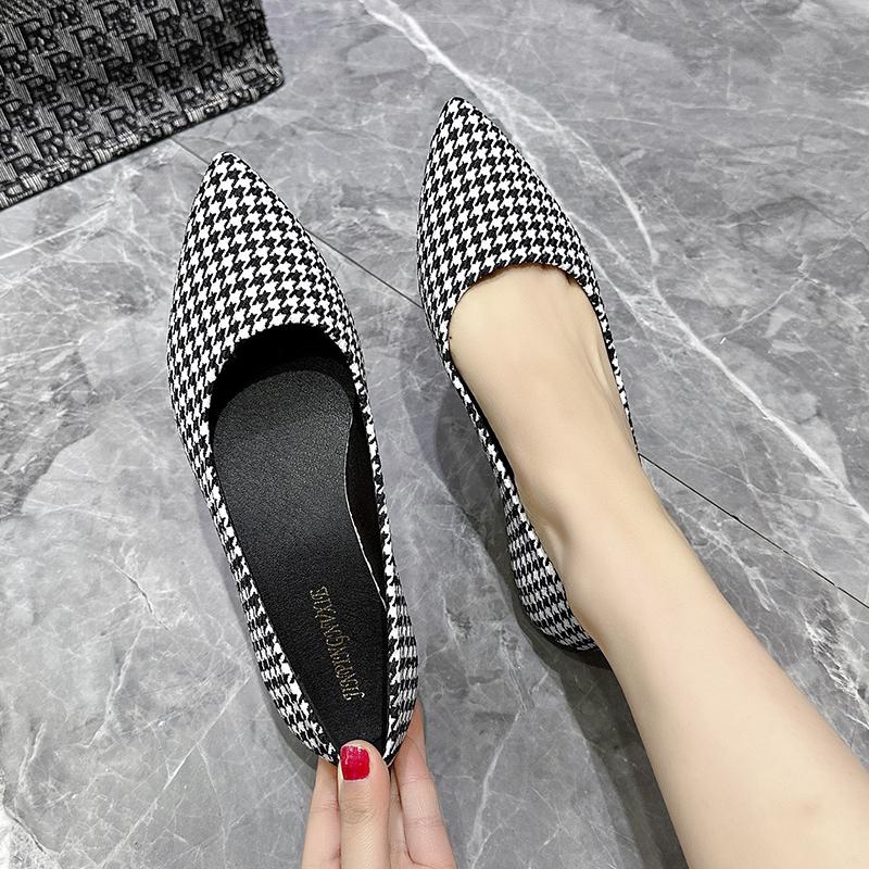 Ballet Flat Shoes Women's Flying Line 2024 New Woven Pointed Flat Shoes for Pregnant Women Machine Washable Soft Bottom Large