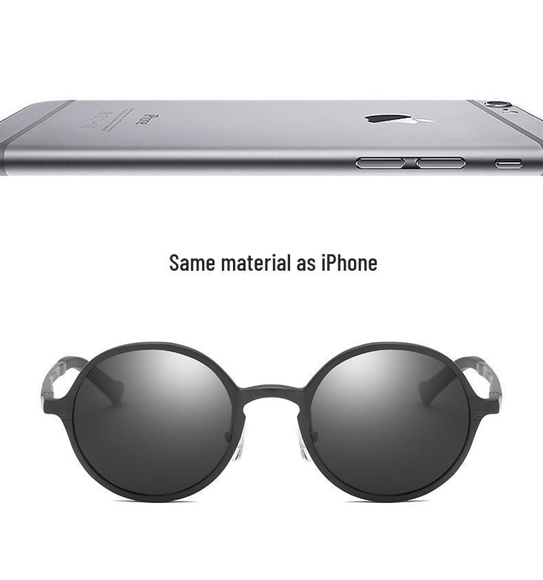 Мужские алюминиево-магниевые поляризационные круглые ретро солнцезащитные очки для вождения и езды на велосипеде 8552