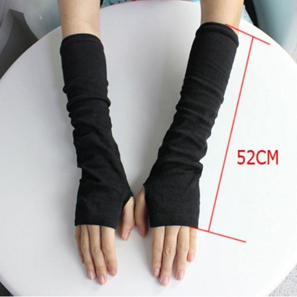Black Stretchy Women Winter Trendy Female Fashion Warm Mittens Fingerless Long Arm Gloves