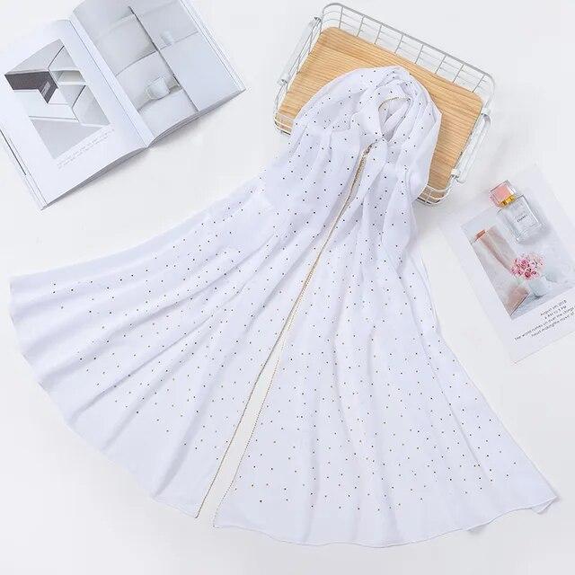 Luxury Gold Chiffon Head Scarf Solid Soft Long Muslim Scarves For Women Hijab Musulman Femme Shawl and Wrap Foulard Islamique