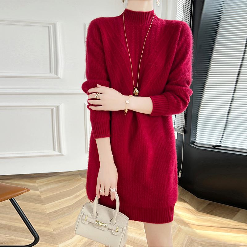 Женское кашемировое платье Qinghe кашемир 30% кашемир 70% шерсть осенне-зимняя кашемировая юбка мягкая и теплая