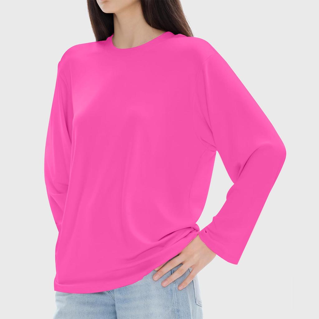 Женская модная повседневная блузка с длинным рукавом и круглым вырезом, пуловер