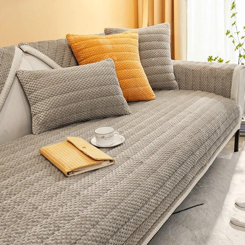 Thick Plush Sofa Covers Woven Fabric Non-slip Winter Warm Sofa Mat Slipcover Sofa Towel Couch Cushion for Room Home Mattress