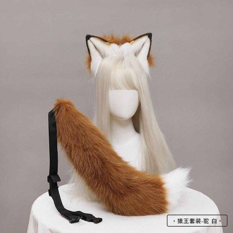 Новый Red Fox Anime Beast Ear Beast Tail Wolf Ear Cat Ear повязка на голову на заказ косплей Golden LOL Fox Ears плюшевые аксессуары для волос