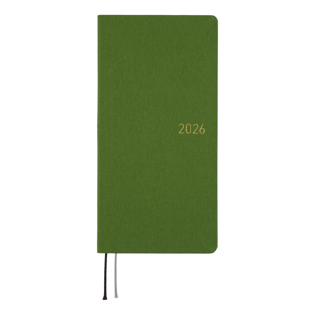 Hobonichi Techo 2026 Weeks Green January Start Weekly Planner Left Slim Vertical Colors/Antique