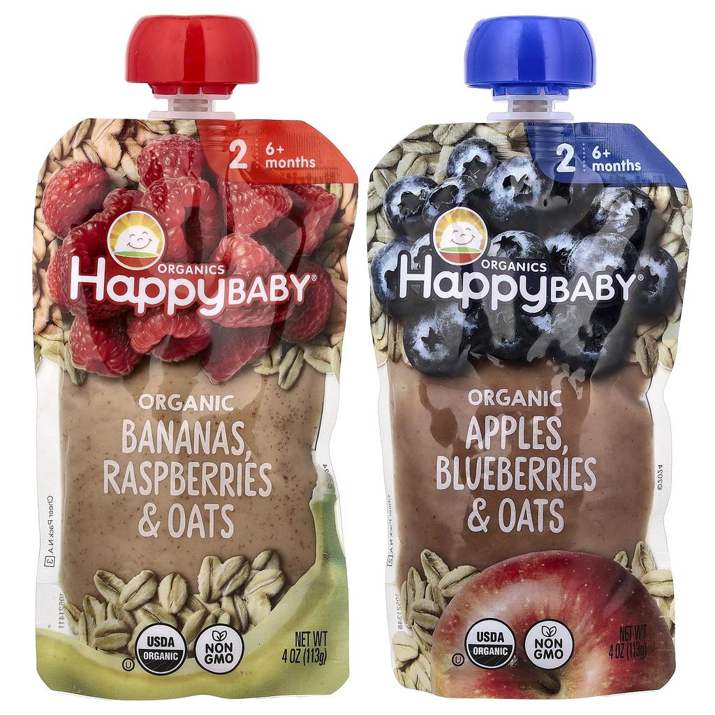 Happy Family Organics Happy Baby®, 6+ Months, Organic Fruit & Oat, Variety Pack, 8 Pack, 4 Oz (113 G) Each
