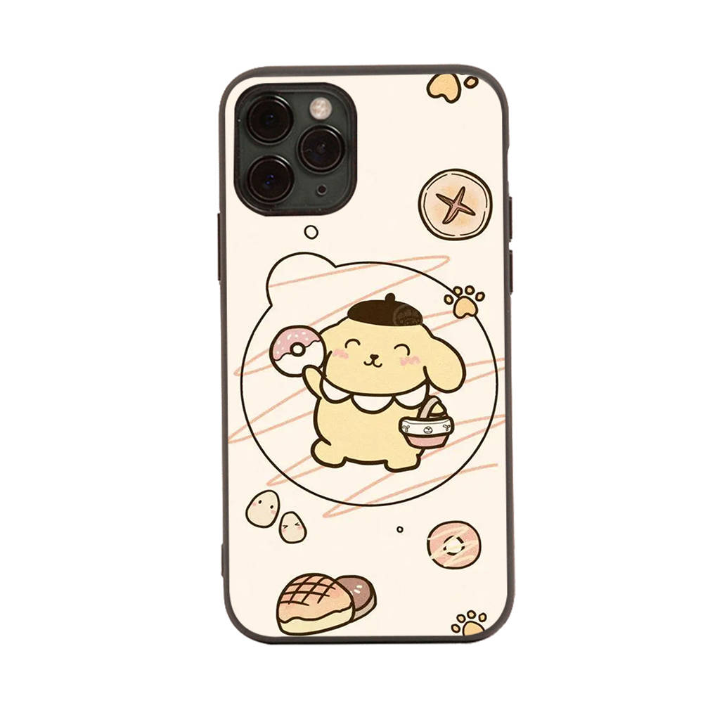 HK27 Мультяшный черный чехол Pompom Purin для iPhone 16 15 Plus 14 13 Pro 8 SE XR XS Max P30 Nova 5T Y5P Y6 Y7 Y8P Y9 Realme C30 C33 C31 VIVO Y36 V27