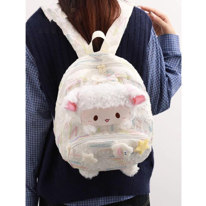 High-value Cute Lamb Backpack Winter New Female College Student Schoolbag Large-capacity Commuter Backpack