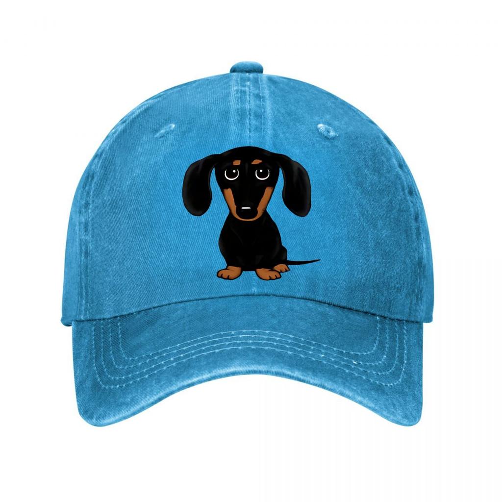 Cute Big Eyes Dachshund Plush Toy New Vintage Washed Cotton Baseball Cap Parent Kids Sun Hats
