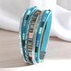 Braided leather bracelet with Boho leather wrap and white straps