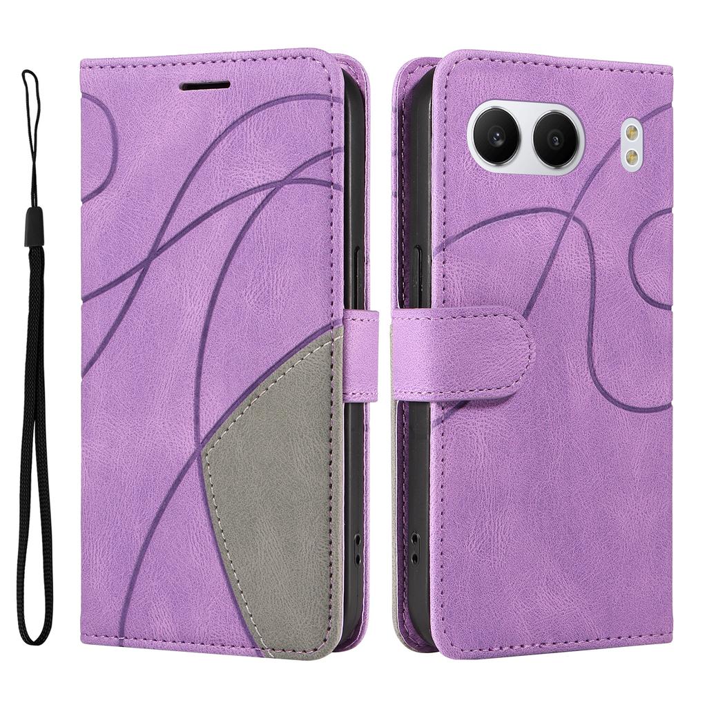 For OnePlus Nord 4 Leather Case Wallet Stand Color Splicing Phone Cover