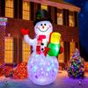 1pc 5ft Christmas Inflatables Snowman Outdoor Yard Decor With Rotating LED Lights Christmas Decoration Garden Decor,Festival Decoration For Restaurant