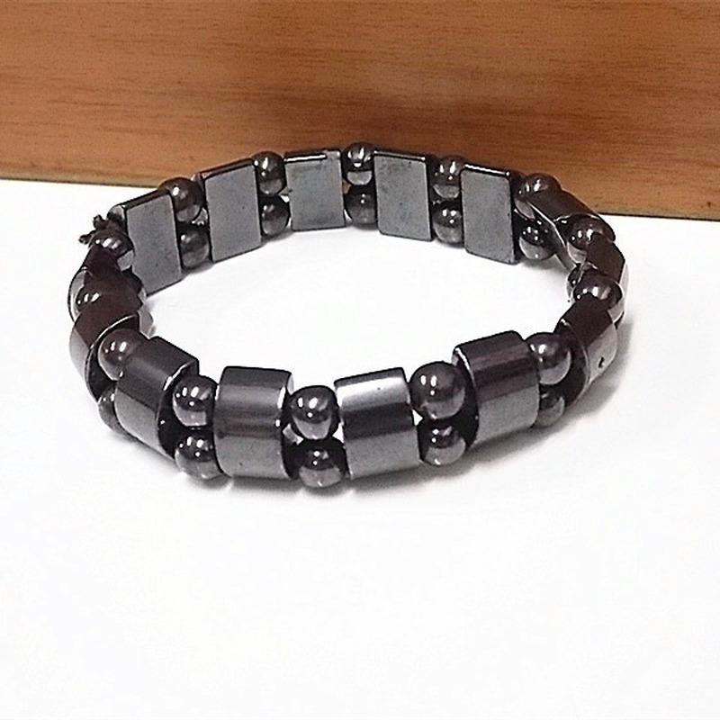 Unisex Weight Loss Octagon Geometry Black Stone Magnetic Therapy Bracelet Health Care Magnetic Hematite Stretch Bracelets